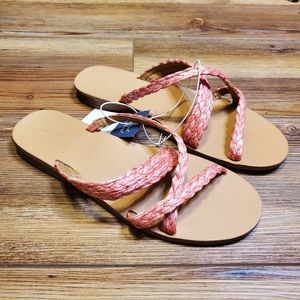 Universal Thread Sandals Womens 8.5 Woven Coral Straw NEW